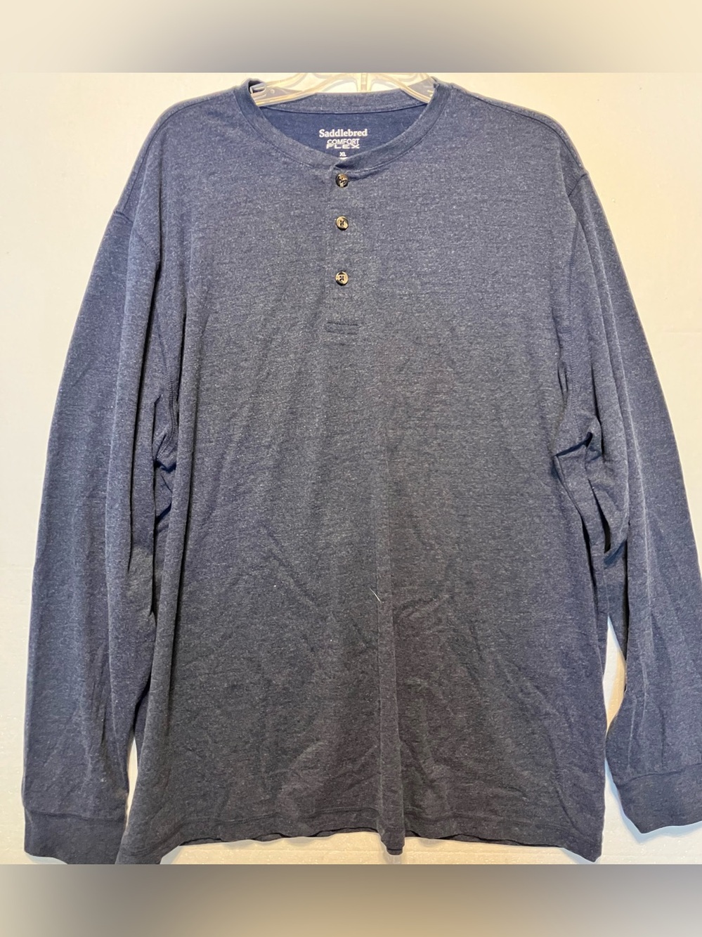 Saddlebred Men's XL Long-Sleeve Henley in Heather Navy